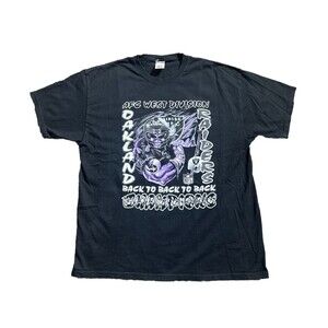 VTG Y2K NFL Oakland Raiders Shirt AFC West ThreePeat Skeleton Player Flag HTF XL